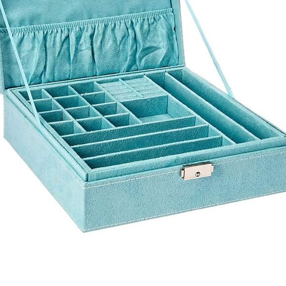 NWT Cloud Two-Layer Blue Jewelry Box Organizer Display Storage case with Lock - Picture 7 of 11